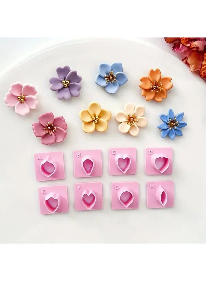 Flower Petal H Polymer Clay Cutters Set 8 Mini Shapes For DIY Earrings Jewelry Making - Image 1